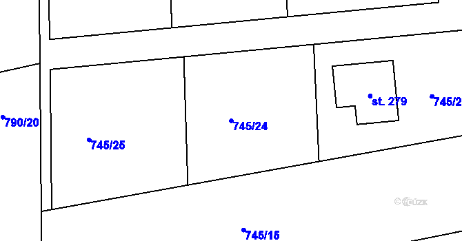 Parcela st. 745/24 v KÚ Raná u Hlinska, Katastrální mapa