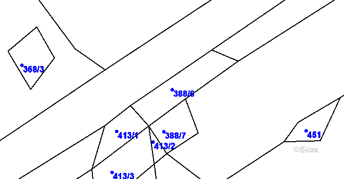 Parcela st. 388/6 v KÚ Raná u Hlinska, Katastrální mapa