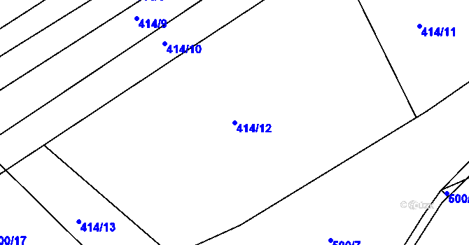 Parcela st. 414/12 v KÚ Raná u Hlinska, Katastrální mapa