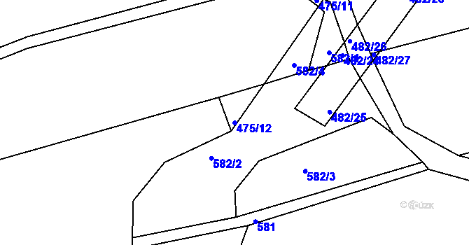 Parcela st. 475/12 v KÚ Raná u Hlinska, Katastrální mapa