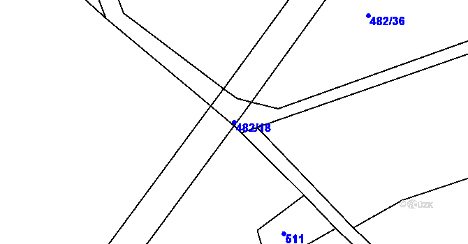Parcela st. 482/18 v KÚ Raná u Hlinska, Katastrální mapa