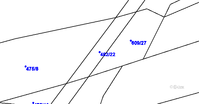 Parcela st. 482/22 v KÚ Raná u Hlinska, Katastrální mapa