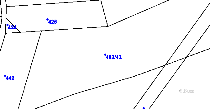Parcela st. 482/42 v KÚ Raná u Hlinska, Katastrální mapa