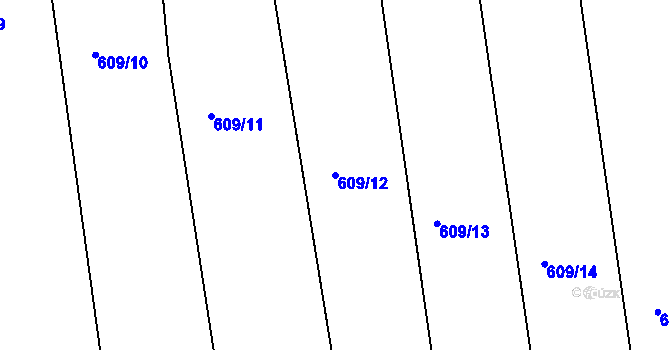 Parcela st. 609/12 v KÚ Raná u Hlinska, Katastrální mapa