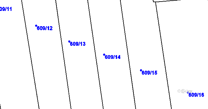 Parcela st. 609/14 v KÚ Raná u Hlinska, Katastrální mapa