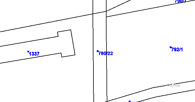 Parcela st. 790/22 v KÚ Raná u Hlinska, Katastrální mapa