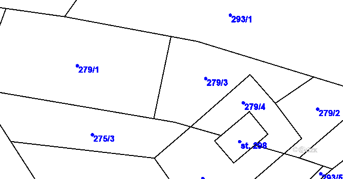 Parcela st. 279 v KÚ Raná u Hlinska, Katastrální mapa