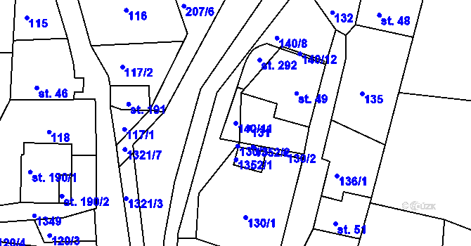 Parcela st. 140/11 v KÚ Raná u Hlinska, Katastrální mapa