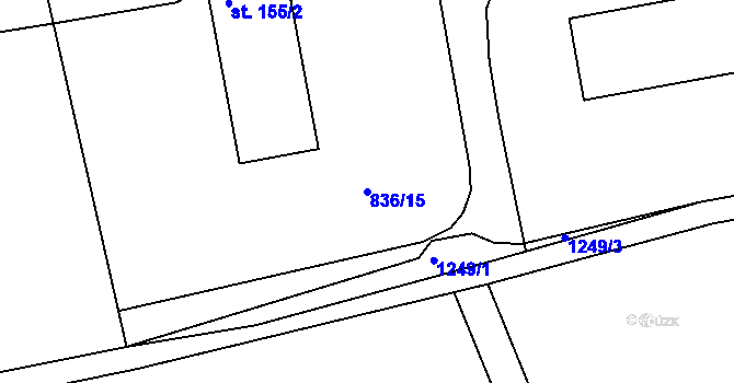 Parcela st. 836/15 v KÚ Raná u Hlinska, Katastrální mapa