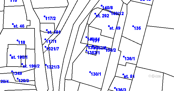 Parcela st. 130/3 v KÚ Raná u Hlinska, Katastrální mapa