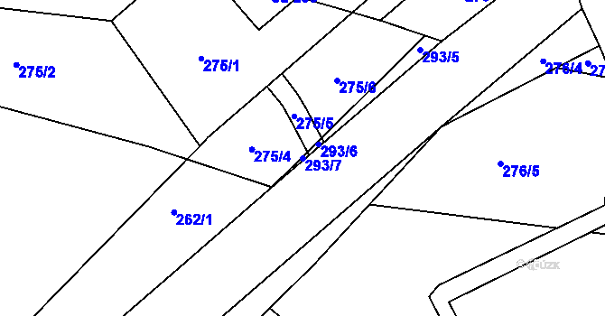 Parcela st. 293/7 v KÚ Raná u Hlinska, Katastrální mapa