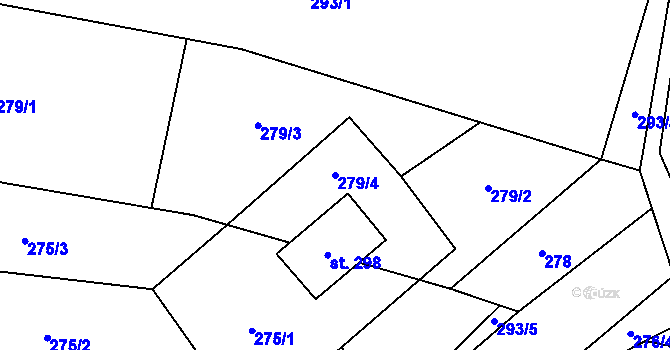 Parcela st. 279/4 v KÚ Raná u Hlinska, Katastrální mapa