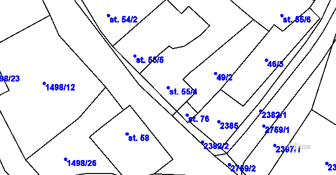 Parcela st. 55/4 v KÚ Rancířov, Katastrální mapa