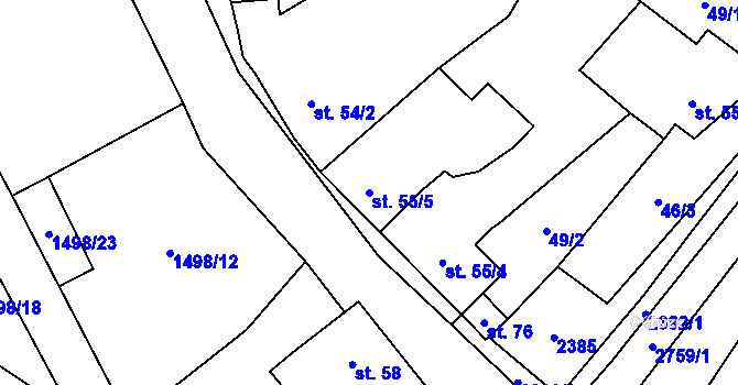 Parcela st. 55/5 v KÚ Rancířov, Katastrální mapa