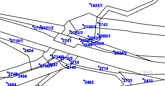 Parcela st. 2049 v KÚ Rancířov, Katastrální mapa