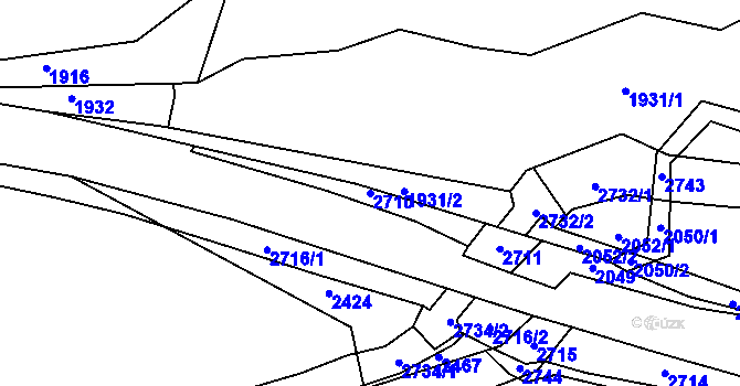 Parcela st. 2710 v KÚ Rancířov, Katastrální mapa