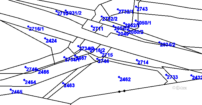 Parcela st. 2715 v KÚ Rancířov, Katastrální mapa