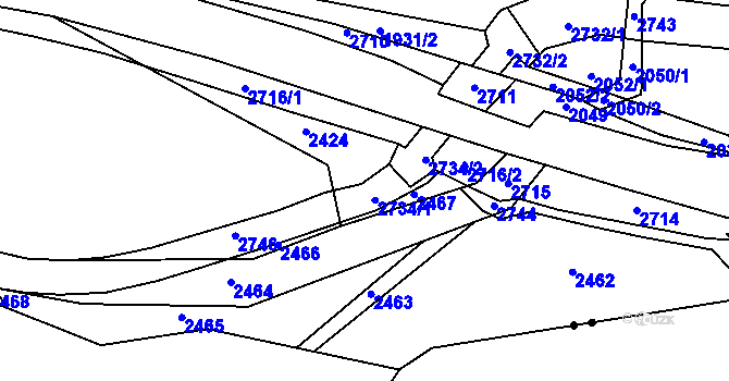 Parcela st. 2734 v KÚ Rancířov, Katastrální mapa