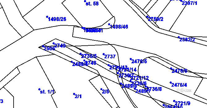 Parcela st. 2737 v KÚ Rancířov, Katastrální mapa
