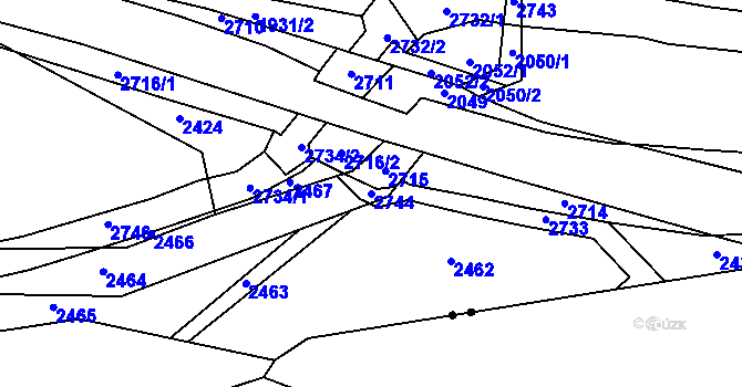 Parcela st. 2744 v KÚ Rancířov, Katastrální mapa