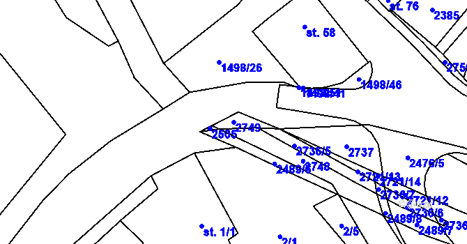 Parcela st. 2749 v KÚ Rancířov, Katastrální mapa