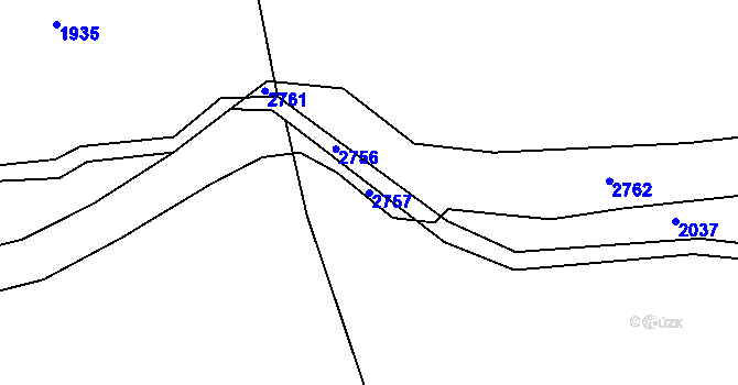 Parcela st. 2757 v KÚ Rancířov, Katastrální mapa
