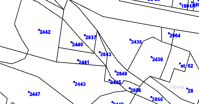 Parcela st. 2843 v KÚ Rancířov, Katastrální mapa