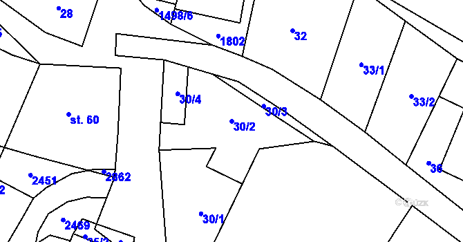 Parcela st. 30/2 v KÚ Rancířov, Katastrální mapa