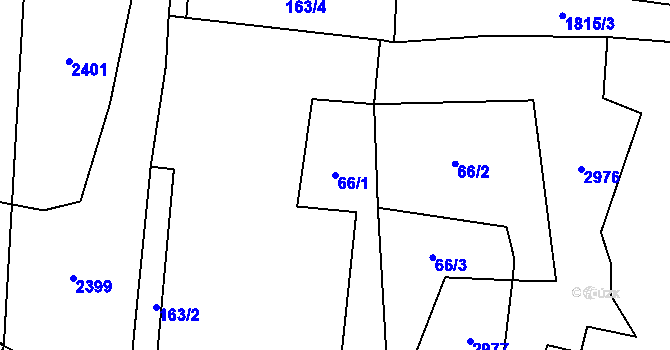 Parcela st. 66/1 v KÚ Rancířov, Katastrální mapa