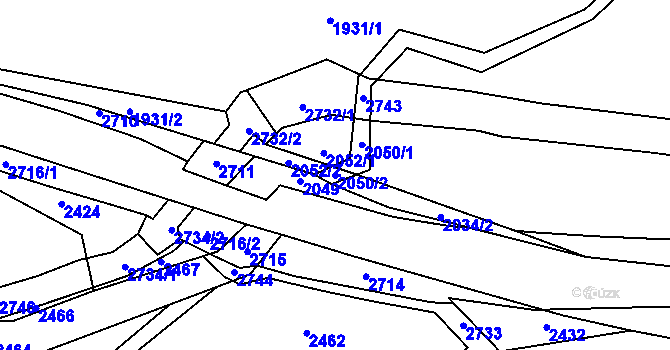 Parcela st. 2050/2 v KÚ Rancířov, Katastrální mapa