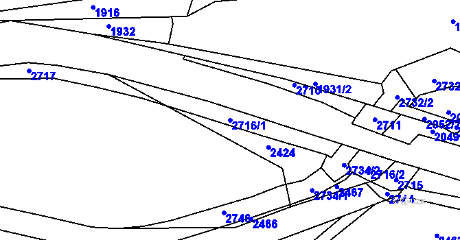 Parcela st. 2716/1 v KÚ Rancířov, Katastrální mapa