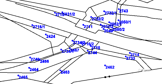 Parcela st. 2716/2 v KÚ Rancířov, Katastrální mapa