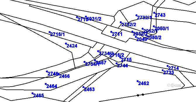 Parcela st. 2734/2 v KÚ Rancířov, Katastrální mapa
