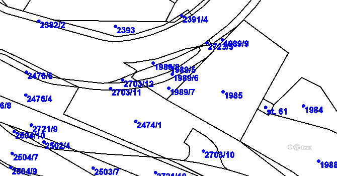 Parcela st. 1989/7 v KÚ Rancířov, Katastrální mapa