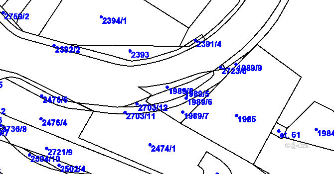 Parcela st. 1989/8 v KÚ Rancířov, Katastrální mapa
