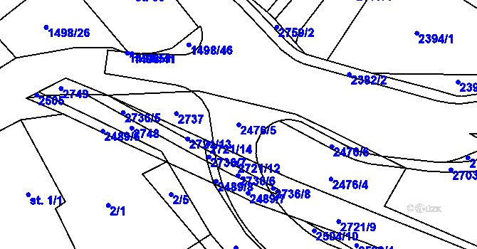 Parcela st. 2476/5 v KÚ Rancířov, Katastrální mapa