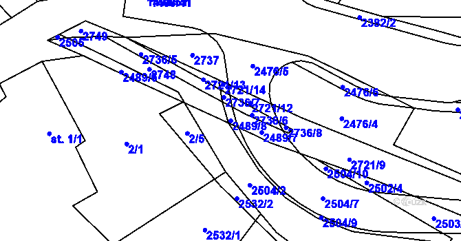 Parcela st. 2489/8 v KÚ Rancířov, Katastrální mapa