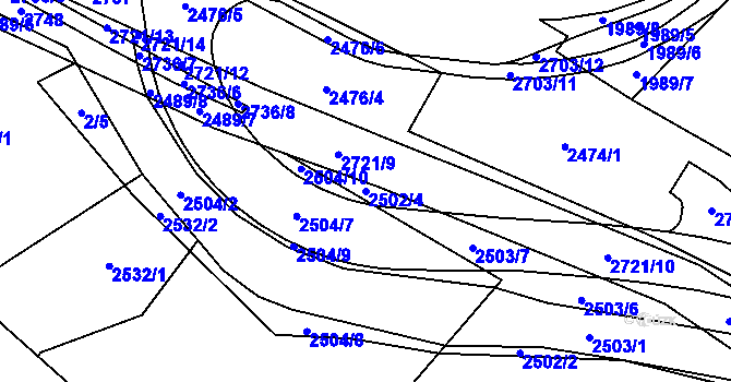 Parcela st. 2502/4 v KÚ Rancířov, Katastrální mapa