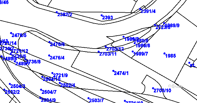 Parcela st. 2703/11 v KÚ Rancířov, Katastrální mapa