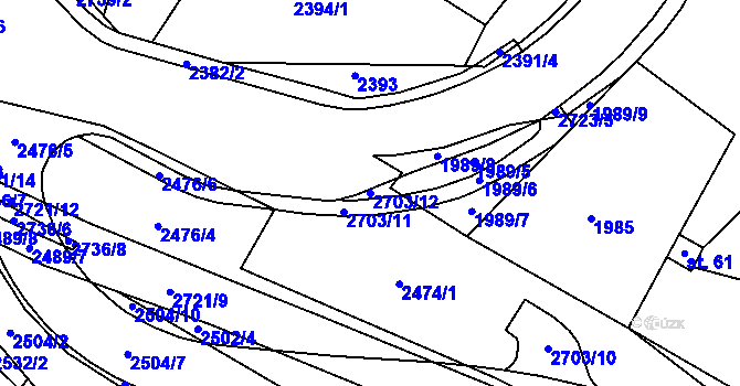 Parcela st. 2703/12 v KÚ Rancířov, Katastrální mapa