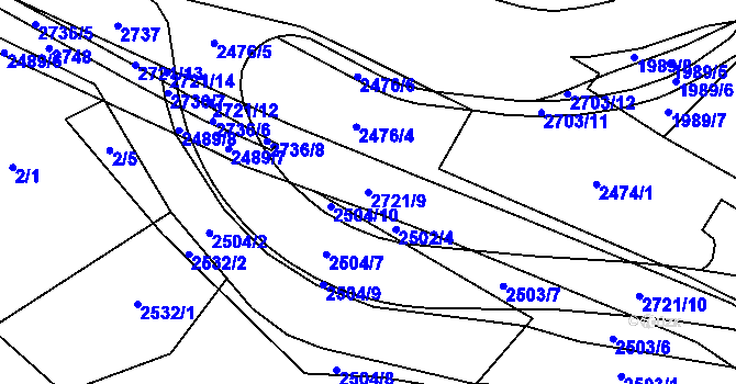 Parcela st. 2721/9 v KÚ Rancířov, Katastrální mapa