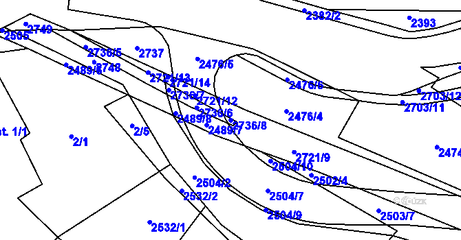 Parcela st. 2736/8 v KÚ Rancířov, Katastrální mapa
