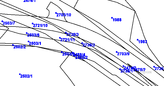 Parcela st. 2738/2 v KÚ Rancířov, Katastrální mapa