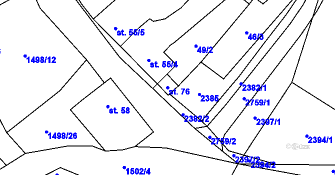Parcela st. 76 v KÚ Rancířov, Katastrální mapa