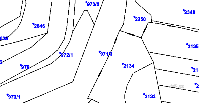 Parcela st. 971/3 v KÚ Rancířov, Katastrální mapa