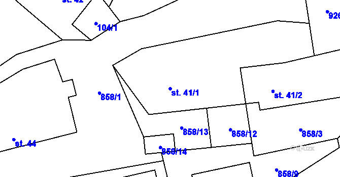 Parcela st. 41/1 v KÚ Rančířov, Katastrální mapa