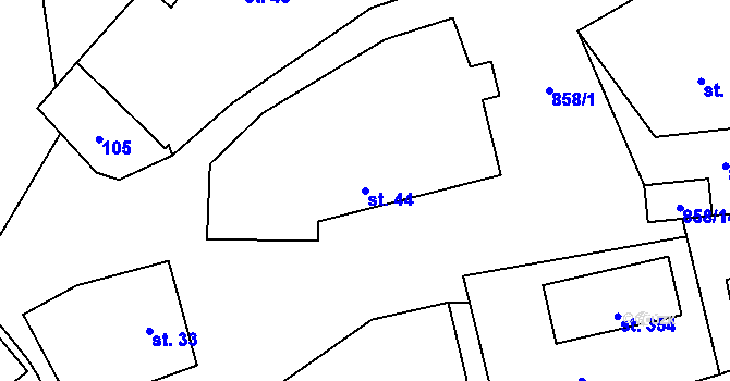 Parcela st. 44 v KÚ Rančířov, Katastrální mapa