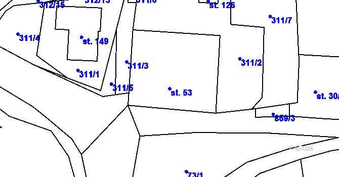 Parcela st. 53 v KÚ Rančířov, Katastrální mapa