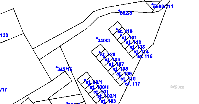 Parcela st. 120 v KÚ Rančířov, Katastrální mapa