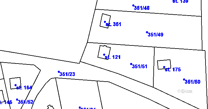 Parcela st. 121 v KÚ Rančířov, Katastrální mapa